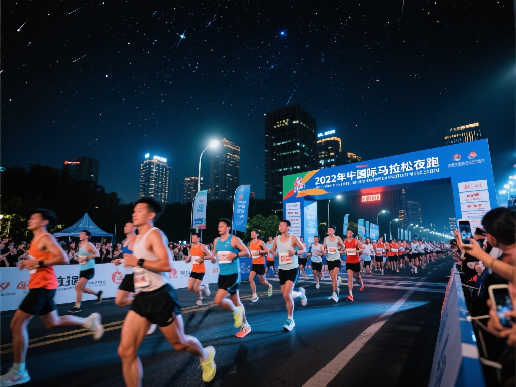 以2022年某国际马拉松夜跑为例，比赛在城市夜景与